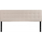 Bedford Tufted Upholstered King Size Headboard in Beige Fabric