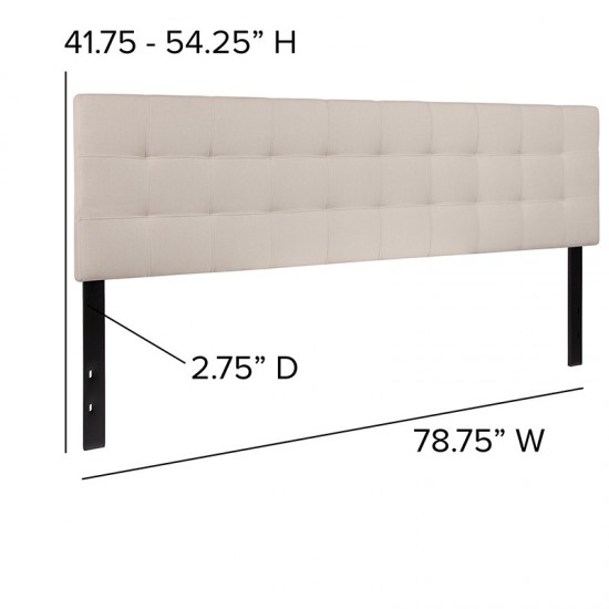 Bedford Tufted Upholstered King Size Headboard in Beige Fabric