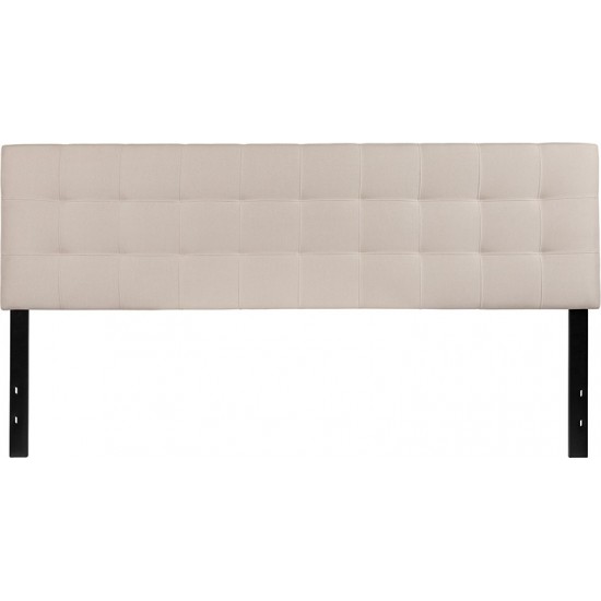 Bedford Tufted Upholstered King Size Headboard in Beige Fabric