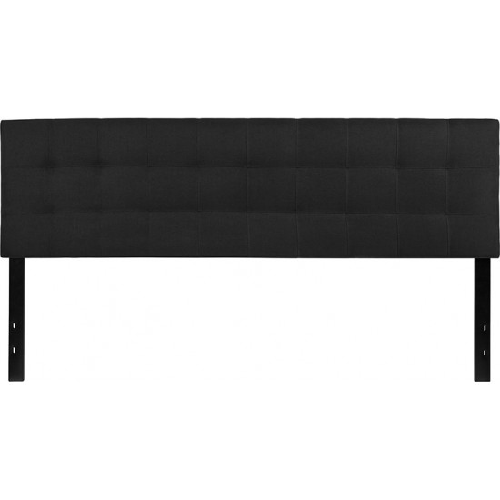 Bedford Tufted Upholstered King Size Headboard in Black Fabric