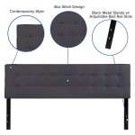 Bedford Tufted Upholstered King Size Headboard in Dark Gray Fabric