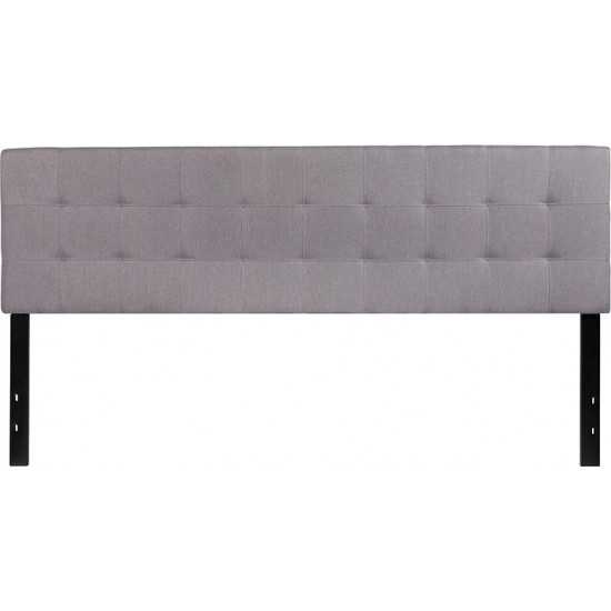 Bedford Tufted Upholstered King Size Headboard in Light Gray Fabric