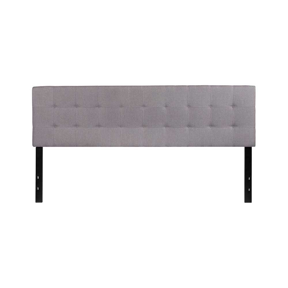 Bedford Tufted Upholstered King Size Headboard in Light Gray Fabric