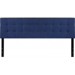 Bedford Tufted Upholstered King Size Headboard in Navy Fabric