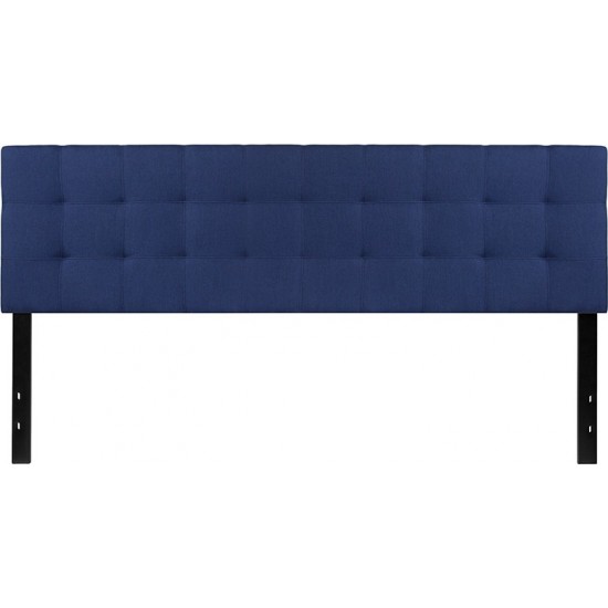 Bedford Tufted Upholstered King Size Headboard in Navy Fabric