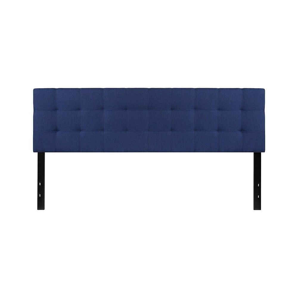 Bedford Tufted Upholstered King Size Headboard in Navy Fabric