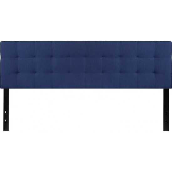 Bedford Tufted Upholstered King Size Headboard in Navy Fabric