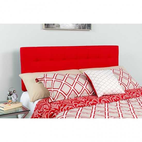 Bedford Tufted Upholstered King Size Headboard in Red Fabric