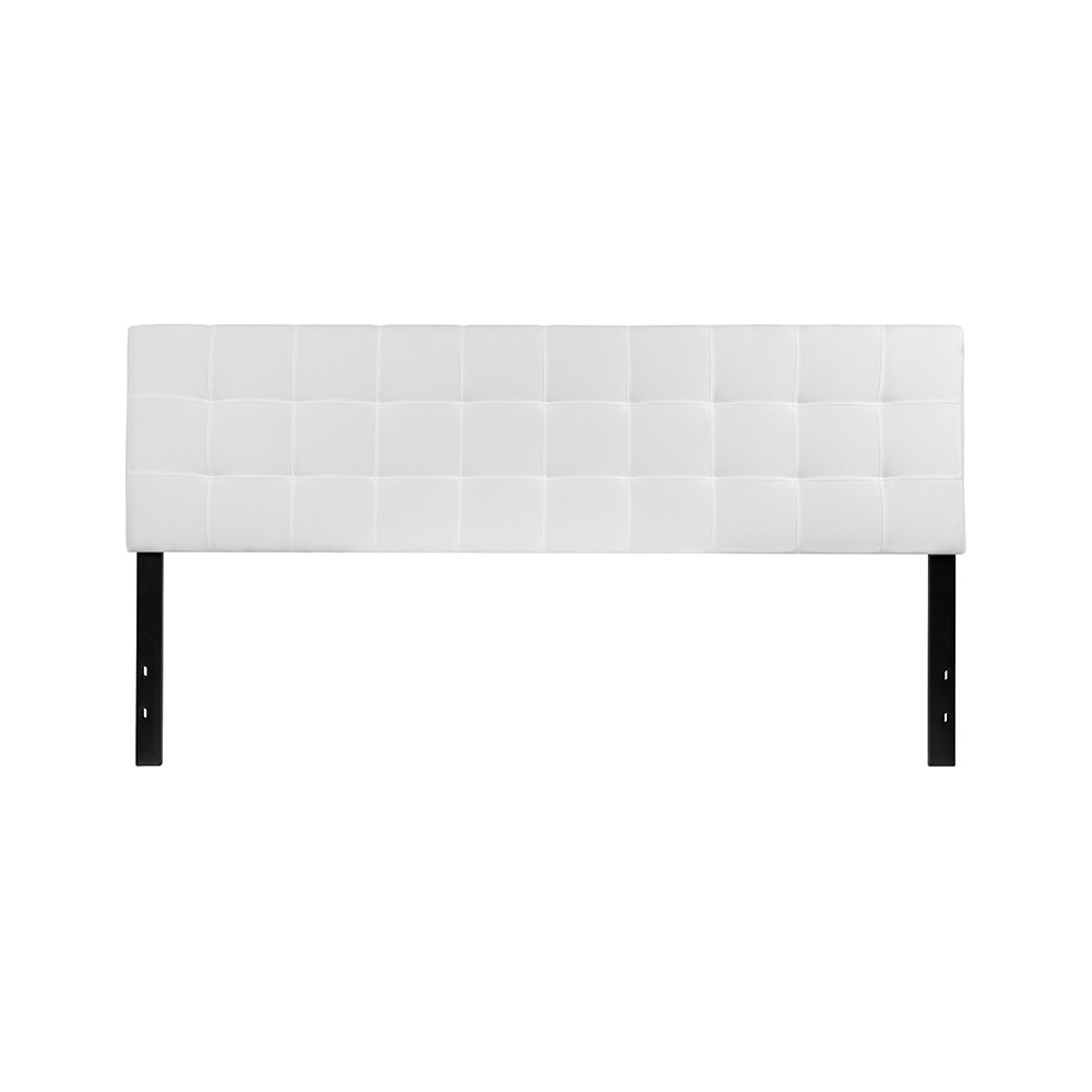 Bedford Tufted Upholstered King Size Headboard in White Fabric