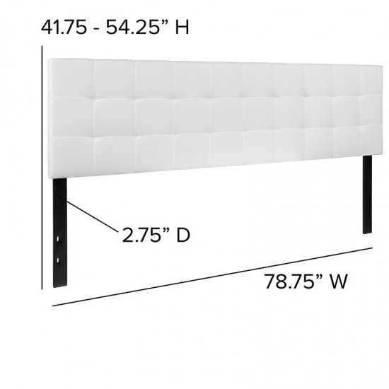 Bedford Tufted Upholstered King Size Headboard in White Fabric