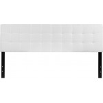 Bedford Tufted Upholstered King Size Headboard in White Fabric