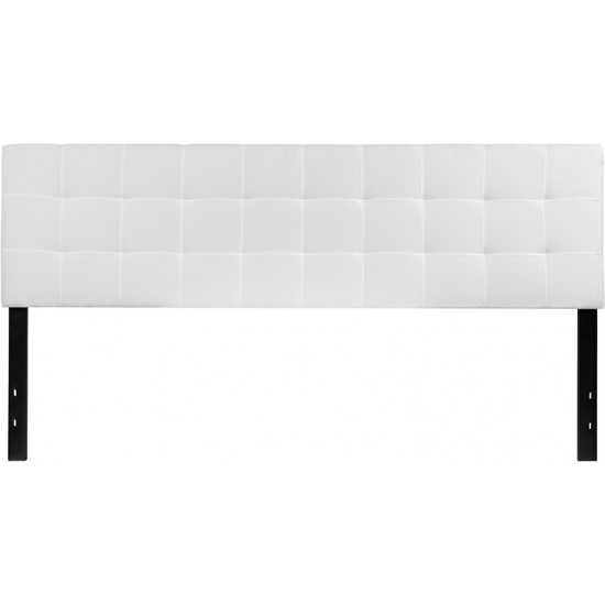 Bedford Tufted Upholstered King Size Headboard in White Fabric