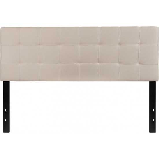 Bedford Tufted Upholstered Queen Size Headboard in Beige Fabric