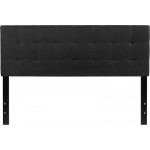 Bedford Tufted Upholstered Queen Size Headboard in Black Fabric