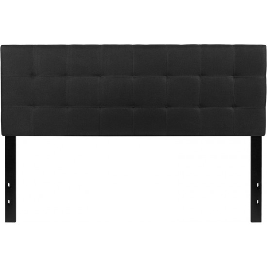 Bedford Tufted Upholstered Queen Size Headboard in Black Fabric