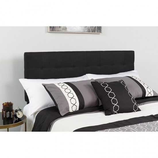 Bedford Tufted Upholstered Queen Size Headboard in Black Fabric