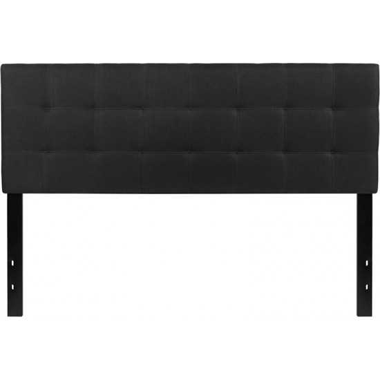 Bedford Tufted Upholstered Queen Size Headboard in Black Fabric