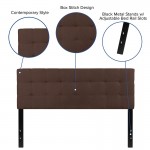 Bedford Tufted Upholstered Queen Size Headboard in Dark Brown Fabric