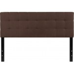 Bedford Tufted Upholstered Queen Size Headboard in Dark Brown Fabric