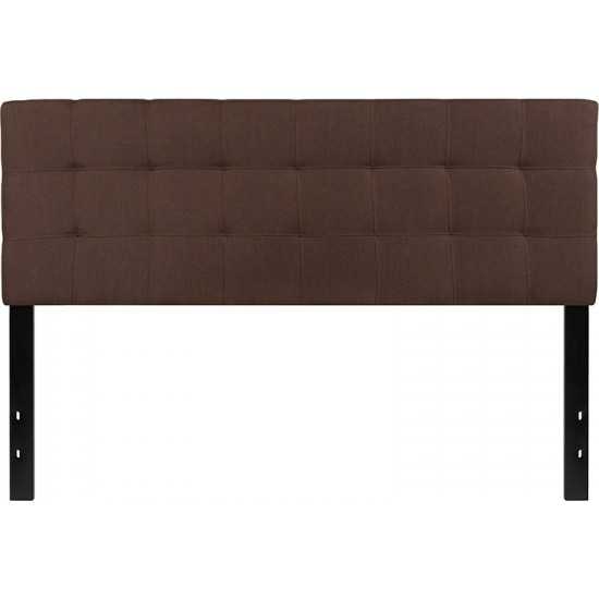 Bedford Tufted Upholstered Queen Size Headboard in Dark Brown Fabric