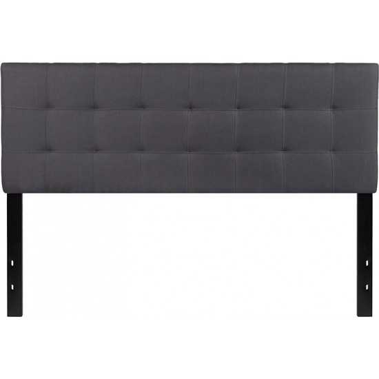 Bedford Tufted Upholstered Queen Size Headboard in Dark Gray Fabric