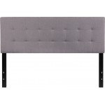 Bedford Tufted Upholstered Queen Size Headboard in Light Gray Fabric