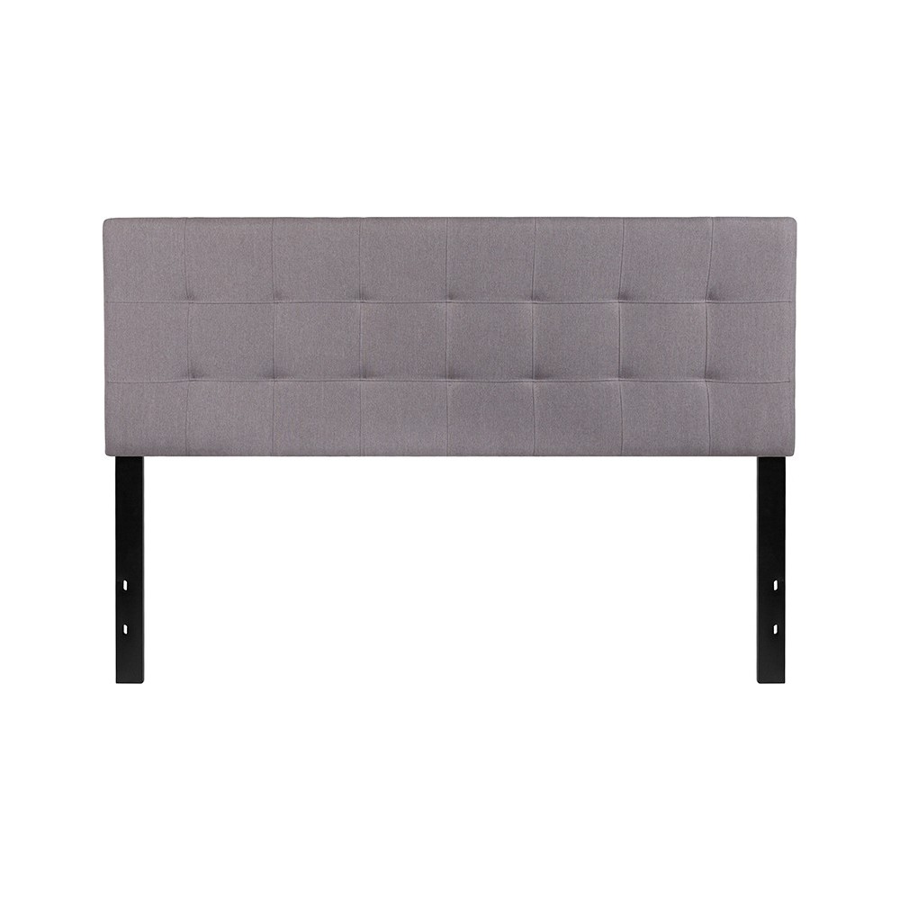 Bedford Tufted Upholstered Queen Size Headboard in Light Gray Fabric