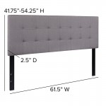 Bedford Tufted Upholstered Queen Size Headboard in Light Gray Fabric