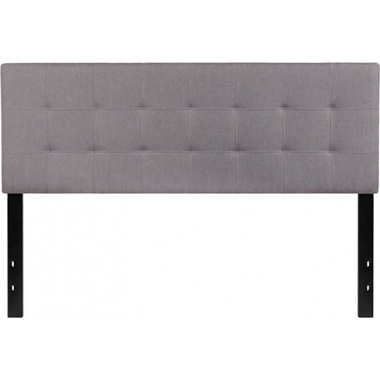 Bedford Tufted Upholstered Queen Size Headboard in Light Gray Fabric