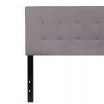 Bedford Tufted Upholstered Queen Size Headboard in Light Gray Fabric