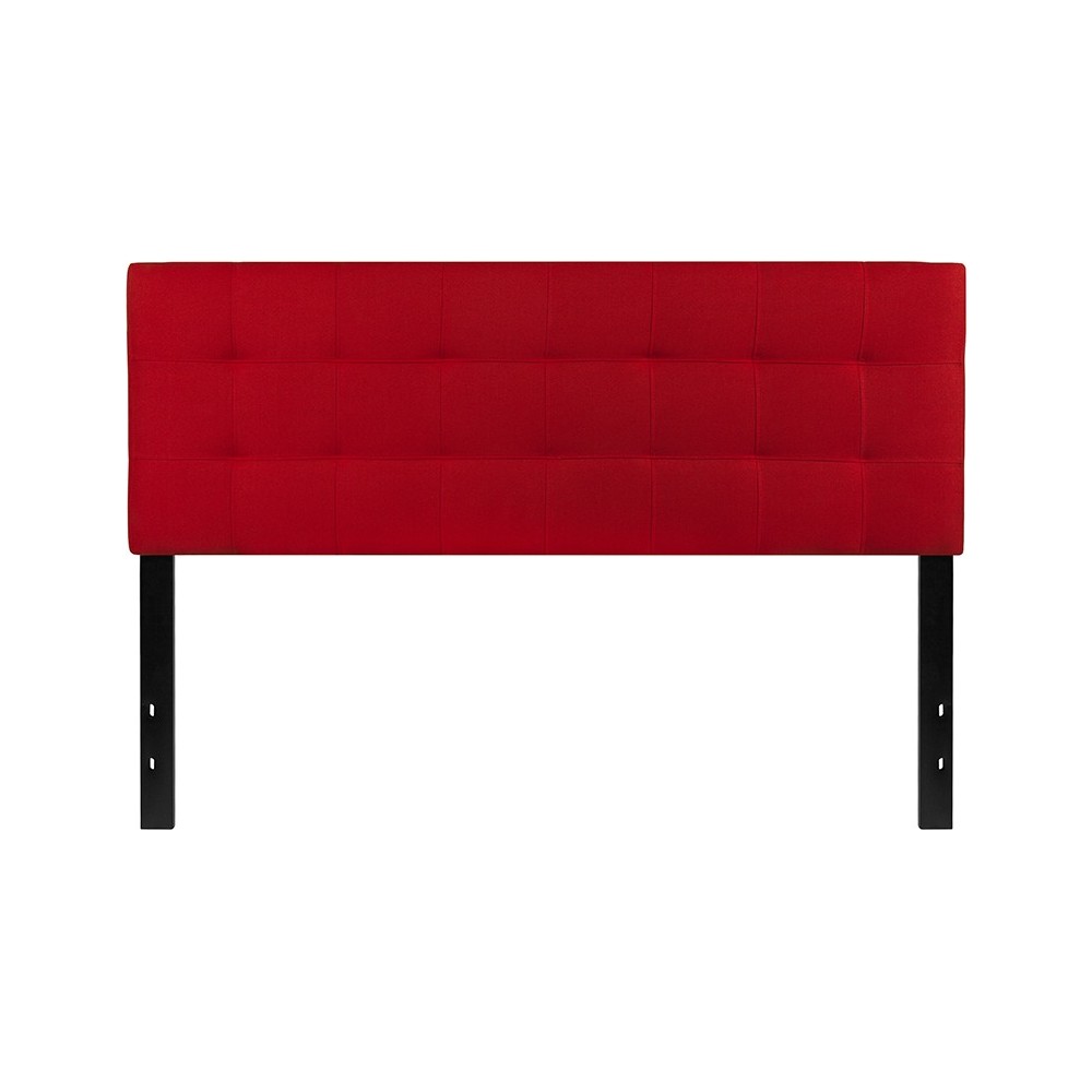 Bedford Tufted Upholstered Queen Size Headboard in Red Fabric