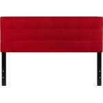 Bedford Tufted Upholstered Queen Size Headboard in Red Fabric