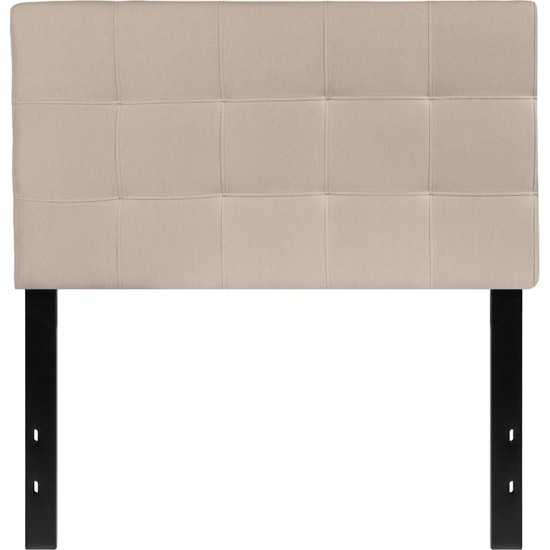 Bedford Tufted Upholstered Twin Size Headboard in Beige Fabric