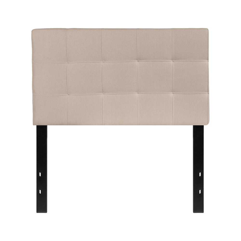 Bedford Tufted Upholstered Twin Size Headboard in Beige Fabric