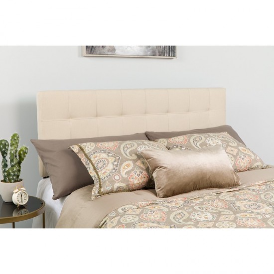 Bedford Tufted Upholstered Twin Size Headboard in Beige Fabric