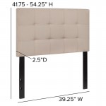 Bedford Tufted Upholstered Twin Size Headboard in Beige Fabric