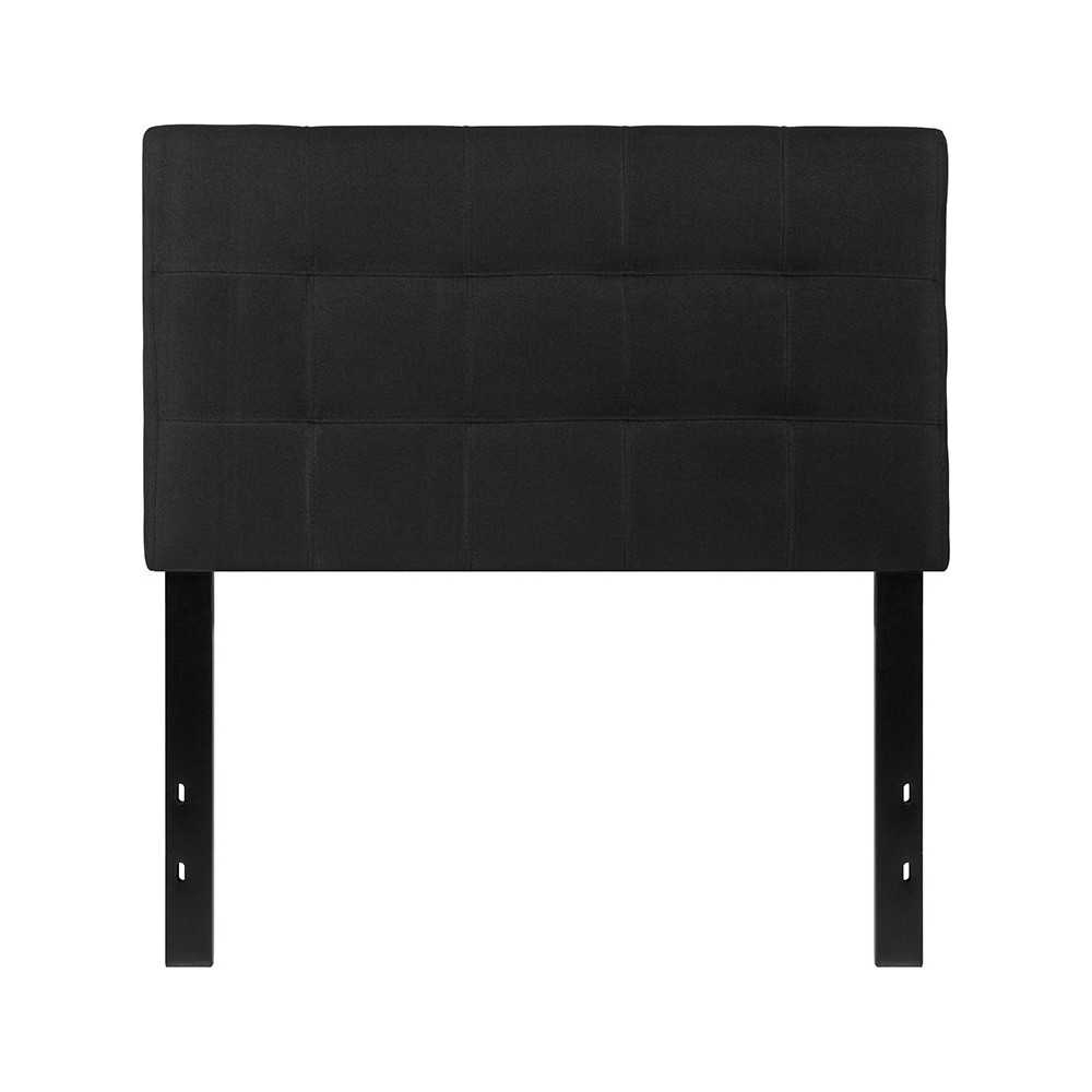 Bedford Tufted Upholstered Twin Size Headboard in Black Fabric