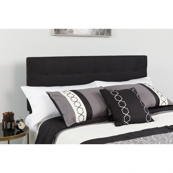 Bedford Tufted Upholstered Twin Size Headboard in Black Fabric