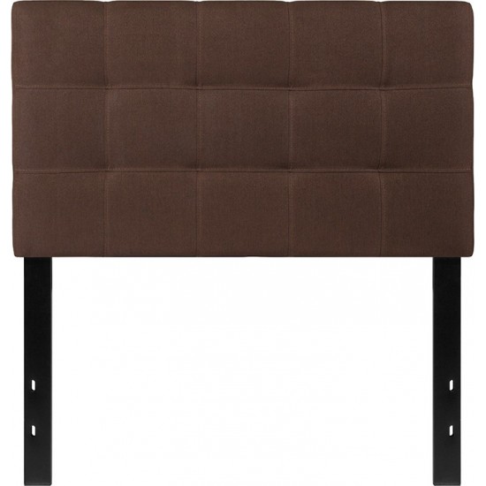 Bedford Tufted Upholstered Twin Size Headboard in Dark Brown Fabric