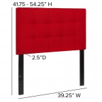 Bedford Tufted Upholstered Twin Size Headboard in Red Fabric