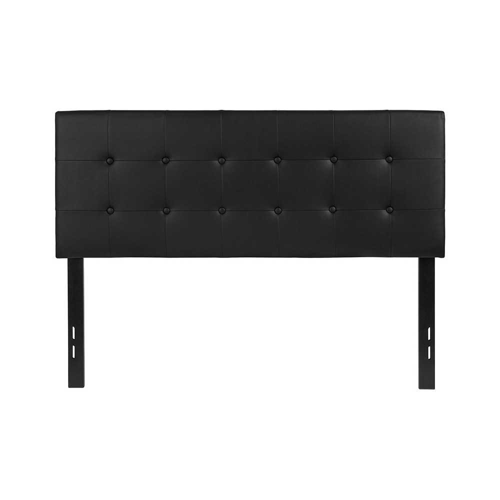 Lennox Tufted Upholstered Full Size Headboard in Black Vinyl