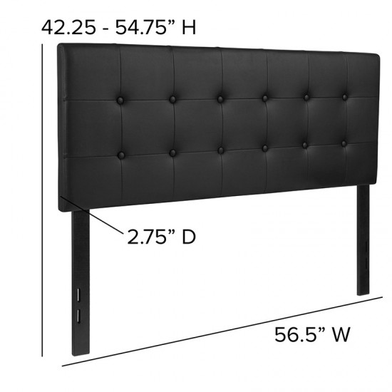 Lennox Tufted Upholstered Full Size Headboard in Black Vinyl