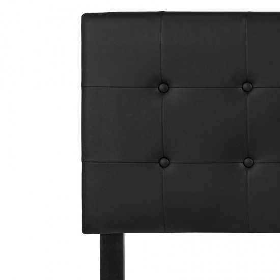 Lennox Tufted Upholstered Full Size Headboard in Black Vinyl