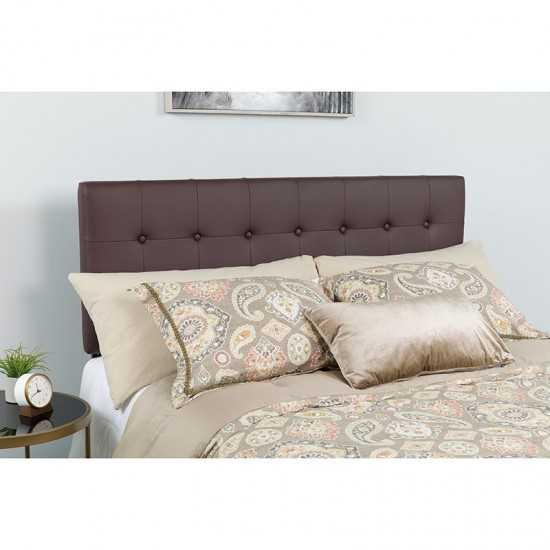 Lennox Tufted Upholstered Full Size Headboard in Brown Vinyl