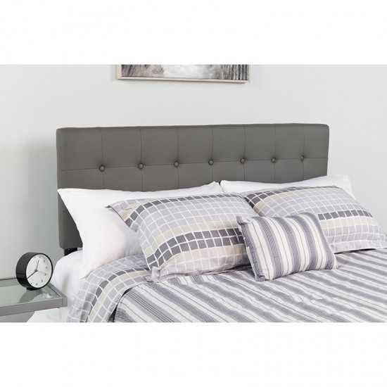 Lennox Tufted Upholstered Full Size Headboard in Gray Vinyl