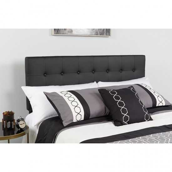 Lennox Tufted Upholstered King Size Headboard in Black Vinyl