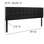 Lennox Tufted Upholstered King Size Headboard in Black Vinyl