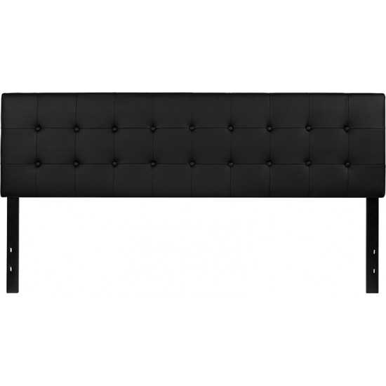 Lennox Tufted Upholstered King Size Headboard in Black Vinyl