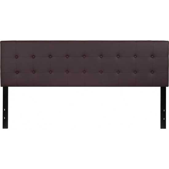 Lennox Tufted Upholstered King Size Headboard in Brown Vinyl