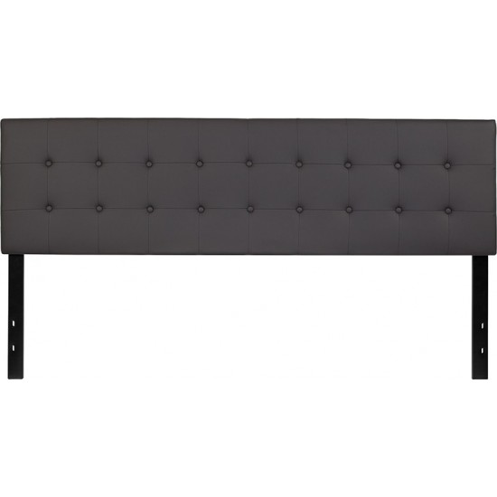 Lennox Tufted Upholstered King Size Headboard in Gray Vinyl